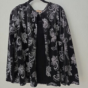Notations Womens Black Velvet Metallic Top w/Cardigan 1X Party Elegant Fancy